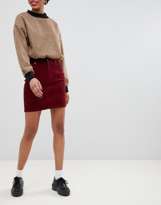 Jupe velour rouge clearance