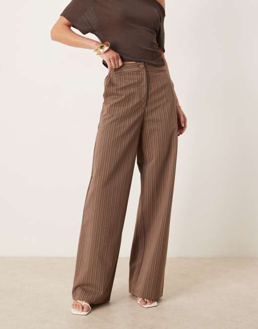 ASOS DESIGN Tall - Kaffebrune skræddersyede afslappede bukser med lige ben og striber, 5 af 5