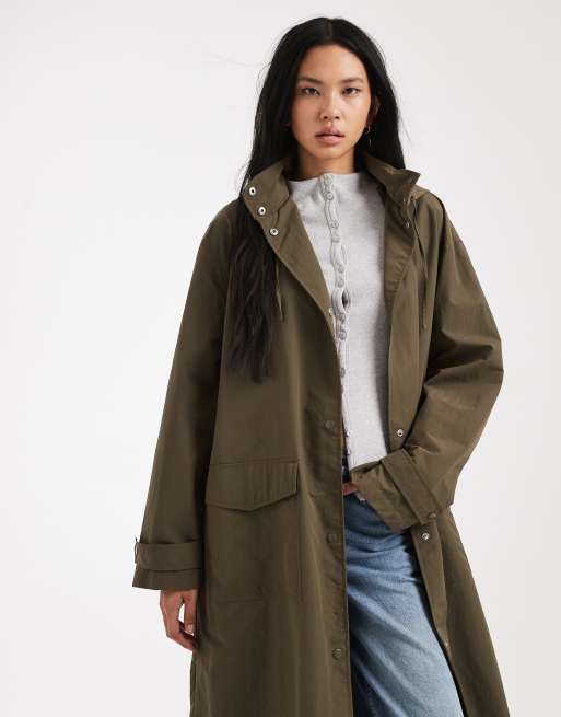 ASOS DESIGN Tall – Kakifärgad, regntät regnkappa i dra på-modell, 2 av 4