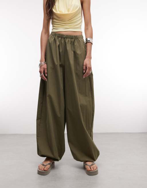 ASOS DESIGN Tall - Kakigrønne pull-on-ballonbukser i bomulds- og nylonblanding, 2 af 5