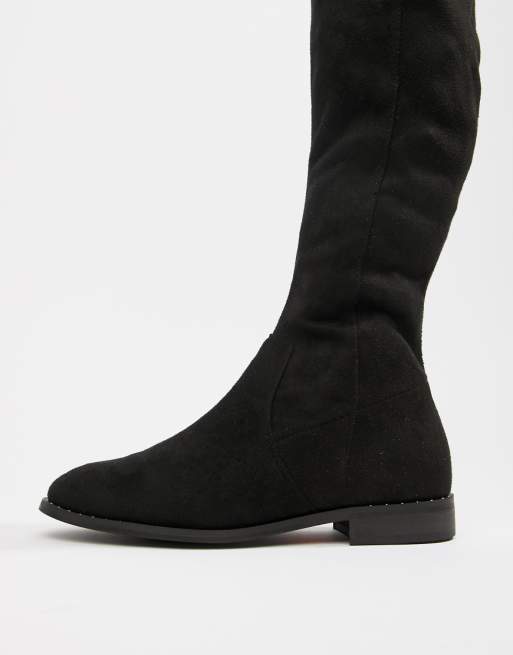 ASOS DESIGN Tall Kaska Flache Overknee Stiefel mit ASOS DESIGN Tall Kaska Flache Overknee Stiefel mit
