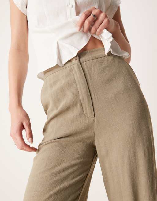ASOS DESIGN Tall – Khakifärgade linnebyxor med raka ben och avslappnad passform, 5 av 5