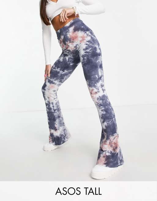 ASOS DESIGN Tall kick flare pant in dark tie dye