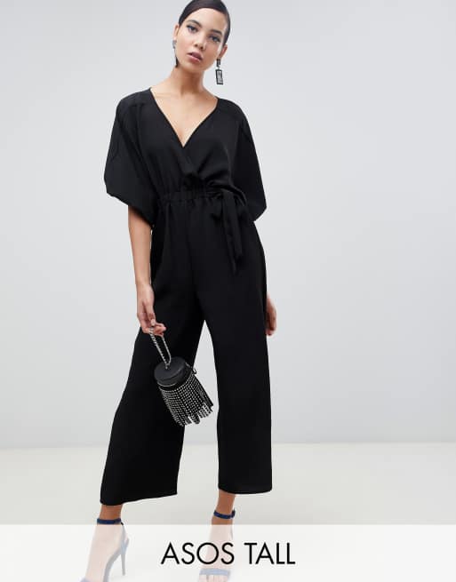 ASOS DESIGN tall kimono sleeve jumpsuit with wrap and culotte leg | ASOS