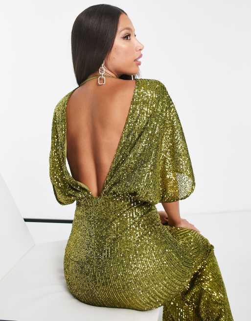 Green sequin hot sale dress asos