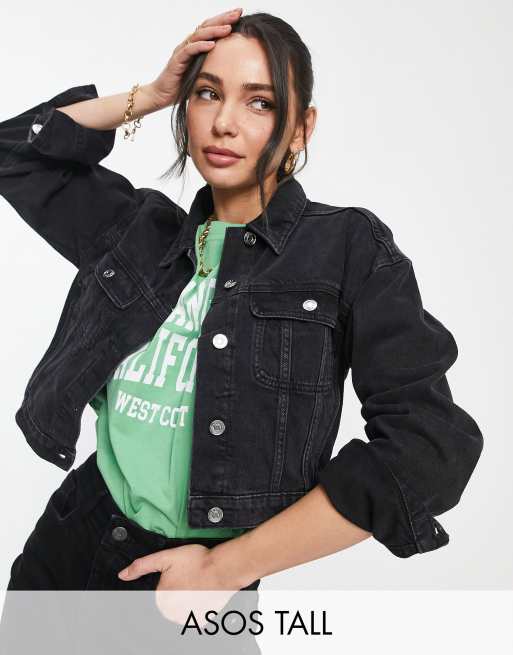 ASOS DESIGN Tall - Klassisk denimjakke i vasket sort