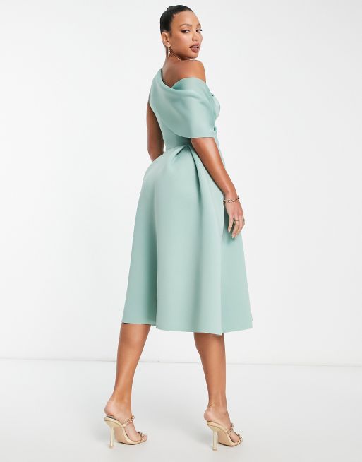 ASOS DESIGN Tall - Kølig salviegrøn midi-gallakjole med bare skuldre , 2 af 4