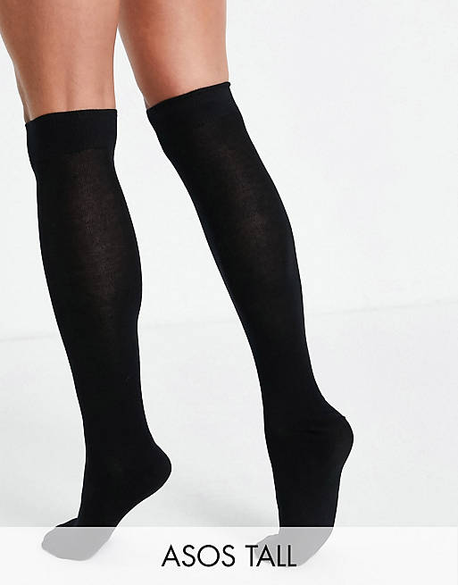 ASOS DESIGN Tall knee high socks in black