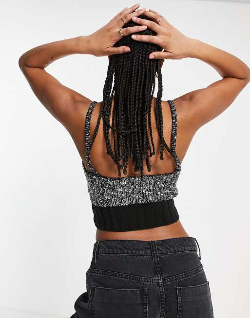 ASOS DESIGN Tall knitted cami with contrast stitch in black, 2 of 4