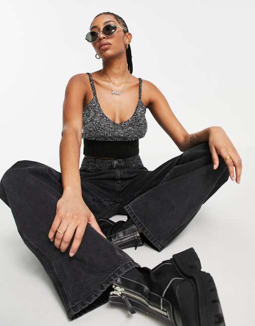 ASOS DESIGN Tall knitted cami with contrast stitch in black, 3 of 4