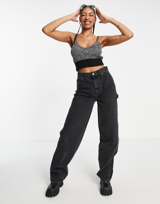 ASOS DESIGN Tall knitted cami with contrast stitch in black, 4 of 4