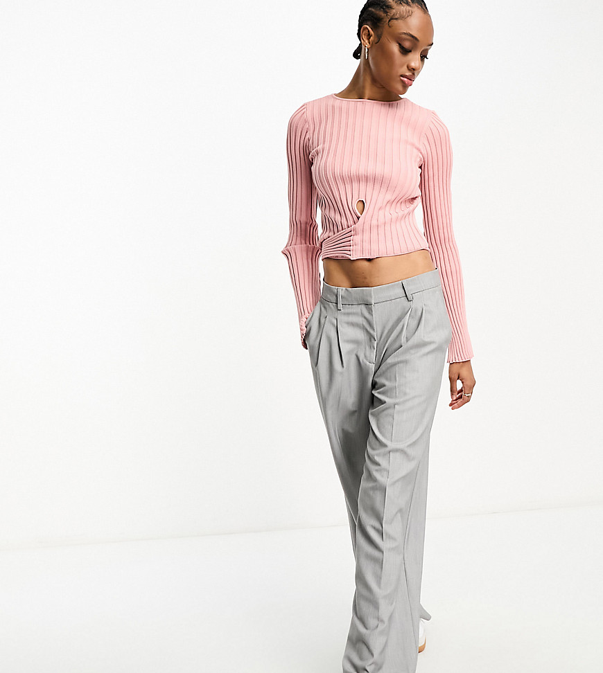 ASOS DESIGN Tall knitted crop top with tie back and flared sleeve in pink