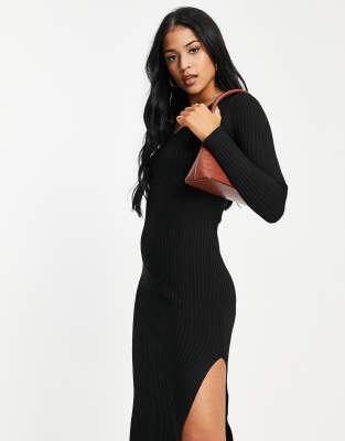 v neck black jumper dress