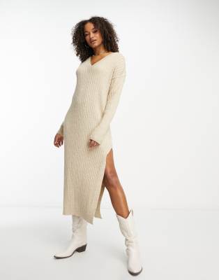 ASOS DESIGN Tall oversized sweater dress in Khaki