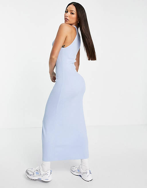 Dresses Tall knitted midi dress with halter neck in light blue 