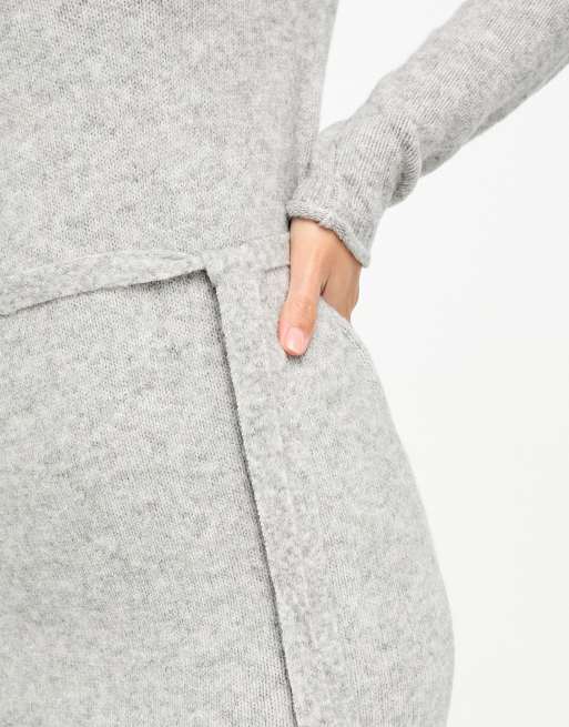 ASOS DESIGN Tall knitted midi dress with tie waist in gray , 3 of 4