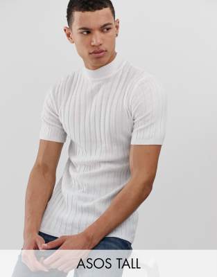 mens white ribbed turtleneck