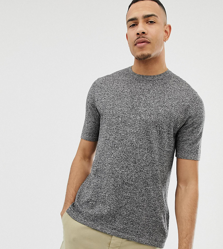 ASOS DESIGN Tall knitted t-shirt in black & white twist-Grey
