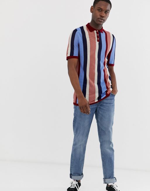 Vertical striped hotsell polo t shirt