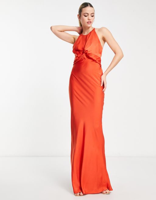 Asos orange satin clearance dress