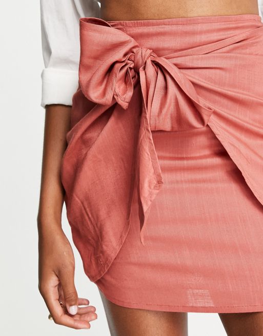 ASOS Design Knot Wrap Mini Skirt