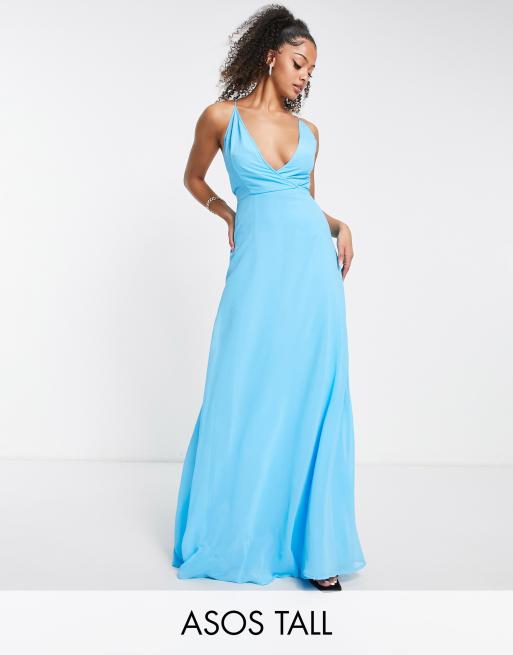 ASOS DESIGN Tall – Kopertowa sukienka maxi na ramiączkach ze sznurowaniem z tyłu