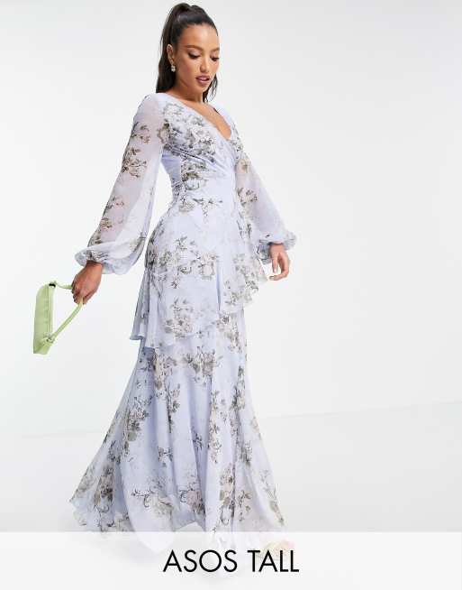 ASOS DESIGN Tall – Kopertowa sukienka maxi z dwuwarstwową spódnicą