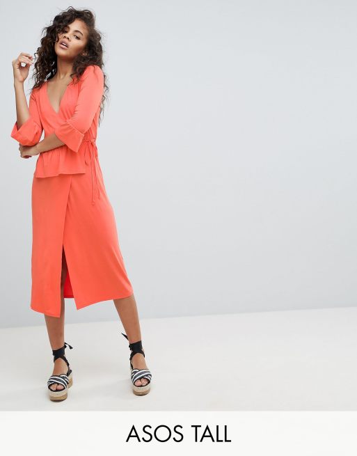 ASOS DESIGN – Tall – Kopertowa sukienka midi