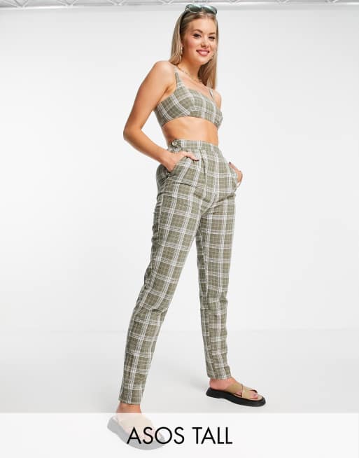 ASOS DESIGN – Zestaw w kratę w kolorze khaki: braletka i spodnie, 3 z 3