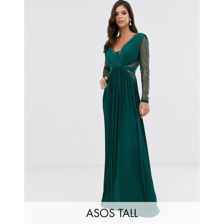 Asos design maxi dress with lace sleeves and eyelash lace sale