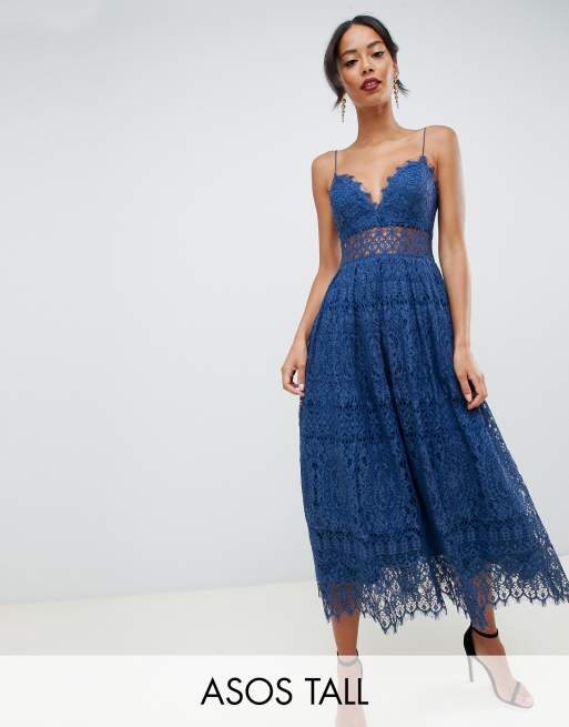 Asos tall lace 2025 cami midi prom dress