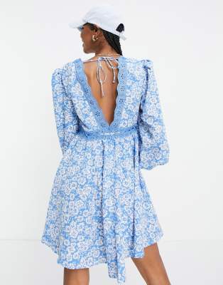 asos blue skater dress