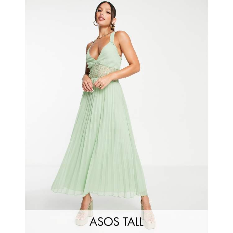 ASOS DESIGN Maternity elastic pleated midi dress in pastel yellow