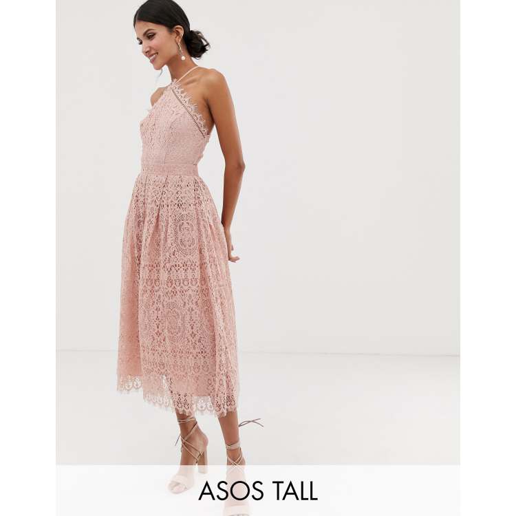 Asos lace pinny scallop edge midi hot sale prom dress