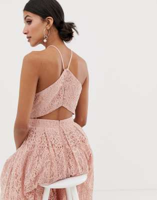 Asos design lace midi dress with pinny bodice sales
