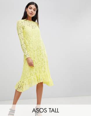 yellow lace dress asos