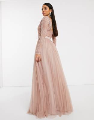 asos design tulle maxi dress with embellished waist