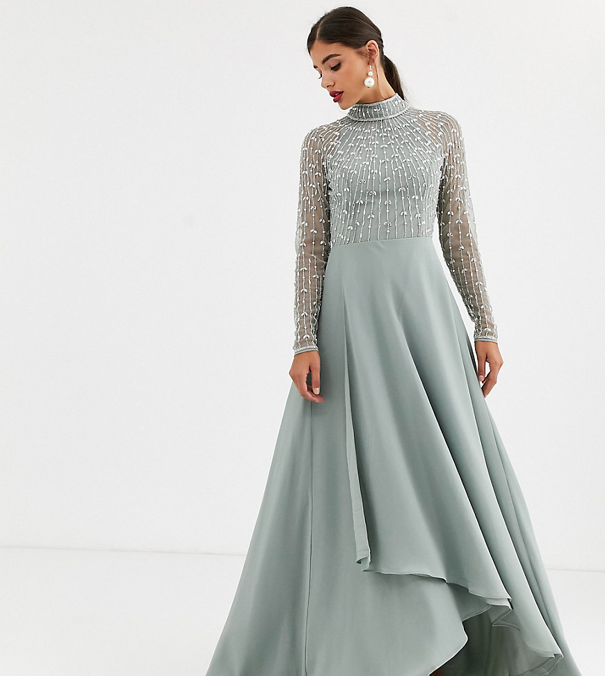 ASOS DESIGN Tall - Lange jurk met lineair versierd lijfje en wikkelrok-Multi