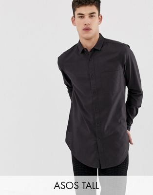 ASOS DESIGN - Tall - Lange regular-fit Oxford overhemd in zwart