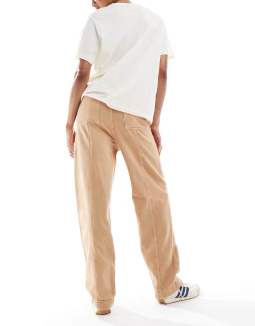 ASOS DESIGN Tall laundered seamed barrel pants in sand, 2 of 5