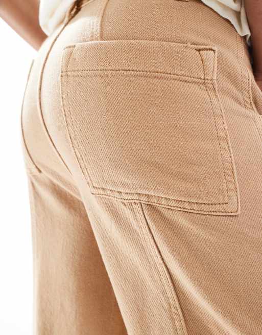 ASOS DESIGN Tall laundered seamed barrel pants in sand, 3 of 5