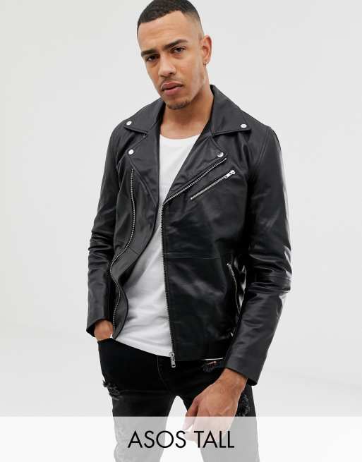 Asos tall leather clearance jacket