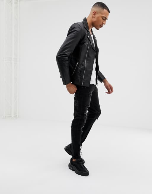 Asos tall hot sale leather jacket