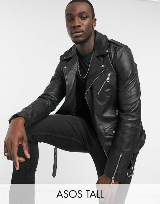 Asos leather biker on sale jacket