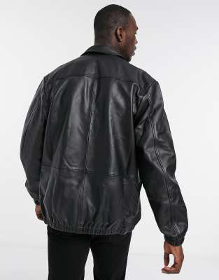 asos leather harrington jacket