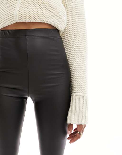 Asos High Waist Leggings In Leather Look With Slash Detail, $41, Asos