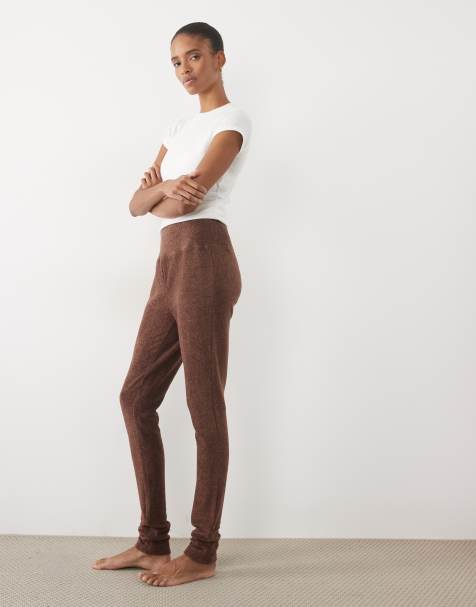 ASOS DESIGN Tall legging de détente léger en polaire à assortir couleur chocolat - view 1
