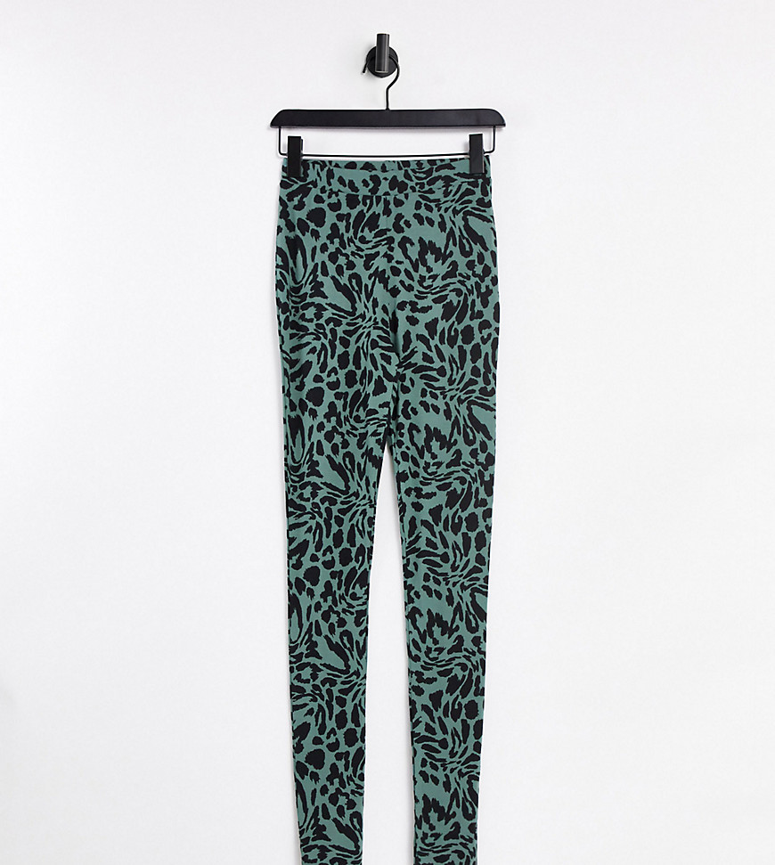 ASOS DESIGN Tall legging in khaki leopard print-Multi