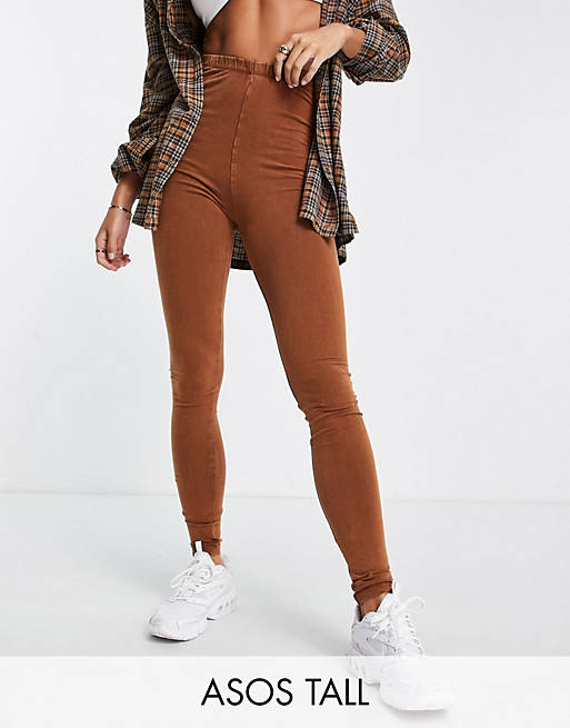 Women Tall legging with high waist in washed brown 
