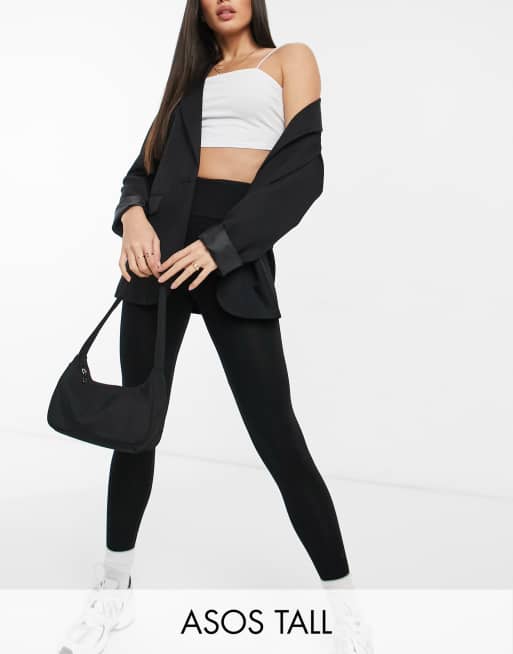 ASOS DESIGN Tall leggings with deep waistband in black ASOS